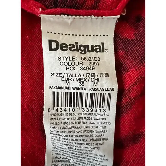 Desigual Red Heart Print Sweater Top Y2K Graphic Long Sleeve Women’s M - Picture 8 of 8